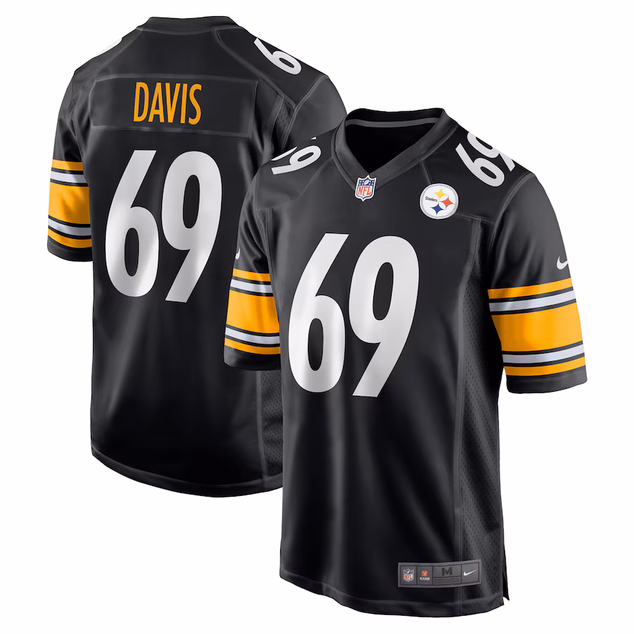 Men's Pittsburgh Steelers Domenique Davis Nike Black Game Jersey - Puhuasuan