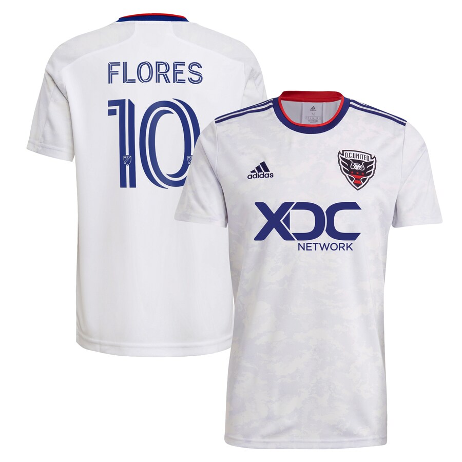 Men's D.C. United Edison Flores adidas White 2022 The Marble Replica Player Jersey - Puhuasuan