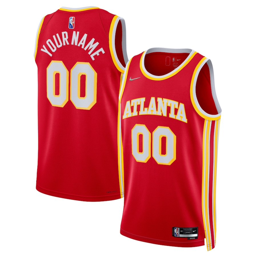 Men's Atlanta Hawks Nike Red 2021/22 Diamond Swingman Custom Jersey - Icon Edition - Puhuasuan