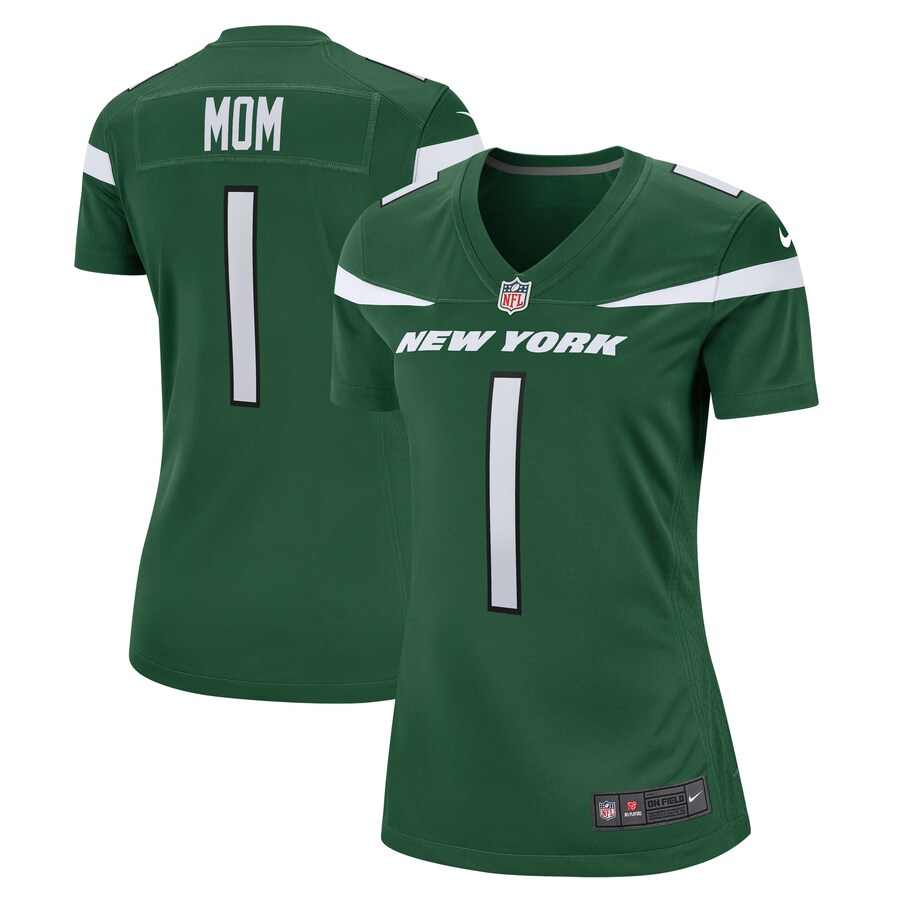 Women's New York Jets Number 1 Mom Nike Gotham Green Game Jersey - Puhuasuan