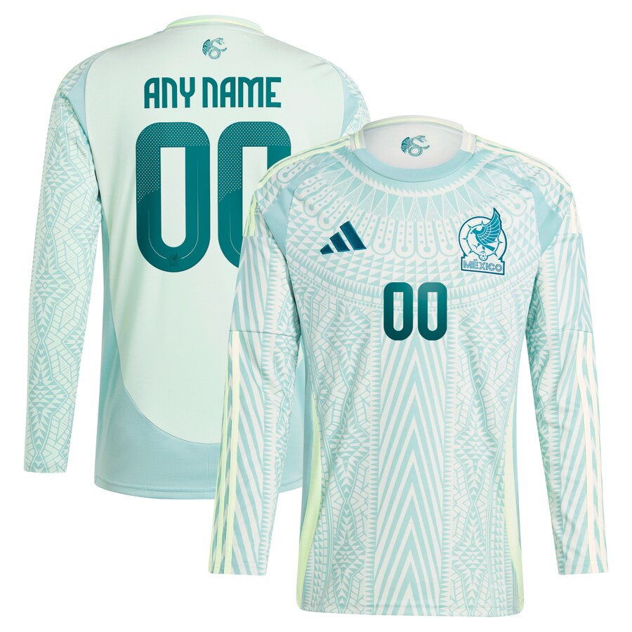 Men's Mexico National Team  adidas Green 2024 Away Replica Custom Long Sleeve Jersey - Puhuasuan