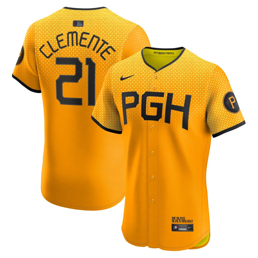 Men's Pittsburgh Pirates Roberto Clemente Nike Gold City Connect Elite Player Jersey - Puhuasuan