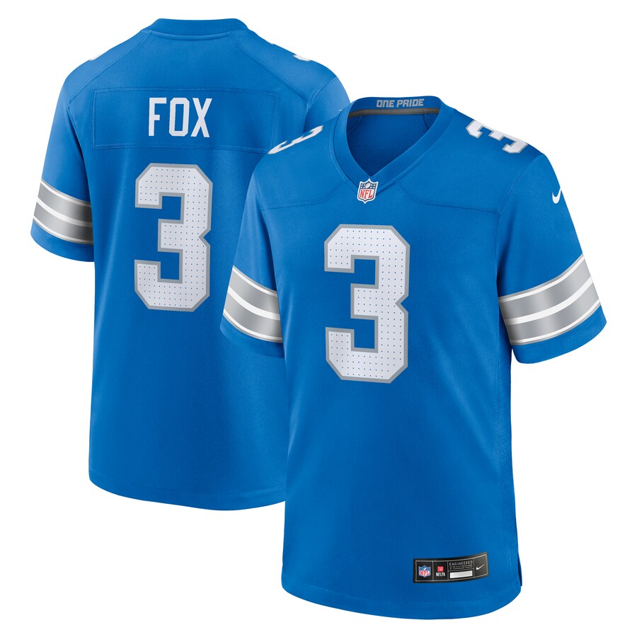 Men's Detroit Lions Jack Fox Nike Blue Team Game Jersey - Puhuasuan