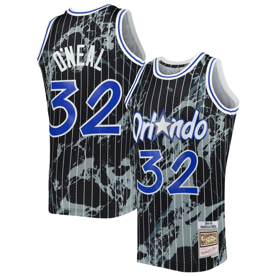 Men's Orlando Magic Shaquille O'Neal Mitchell & Ness Black 1994/95 Hardwood Classics Marble Swingman Jersey - Puhuasuan
