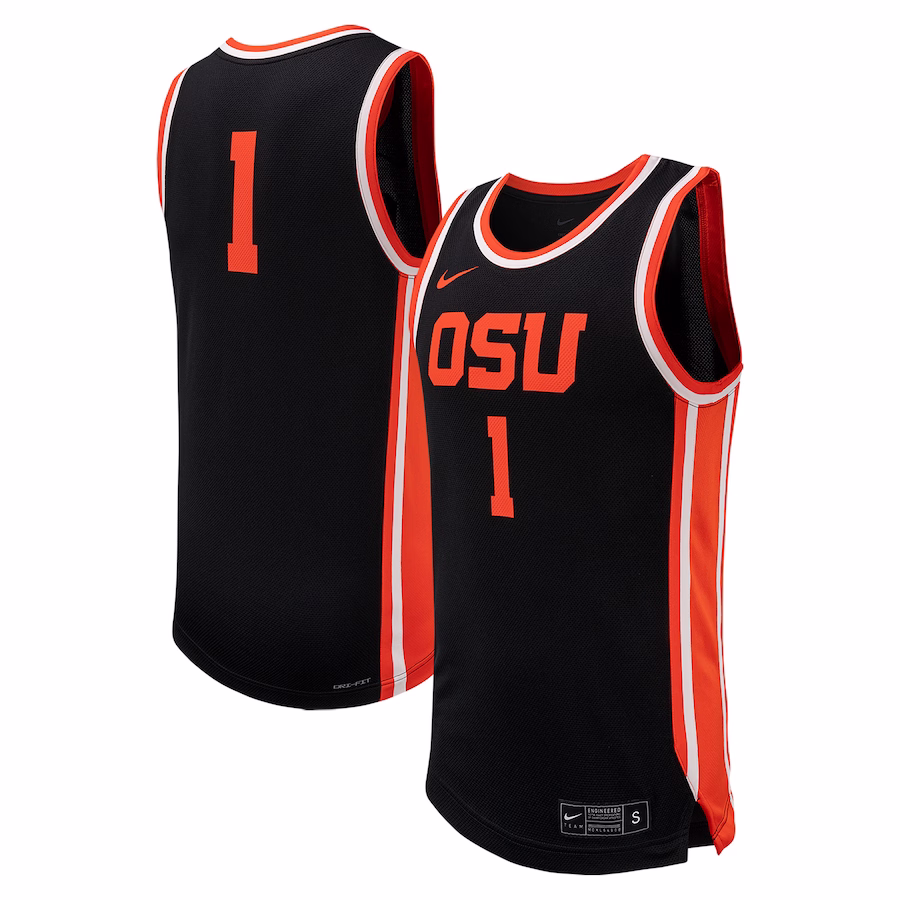 #1 Oregon State Beavers Nike Replica Basketball Jersey - Black - Puhuasuan