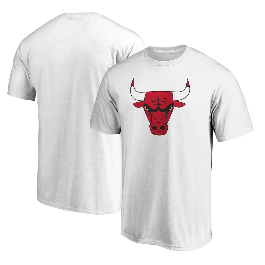 Men's Chicago Bulls White Primary Mascot Logo T-Shirt - Puhuasuan