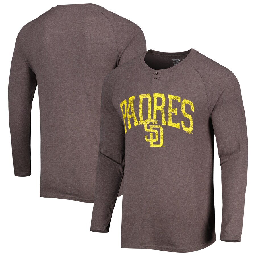 Men's San Diego Padres Concepts Sport Brown Inertia Raglan Long Sleeve Henley T-Shirt - Puhuasuan