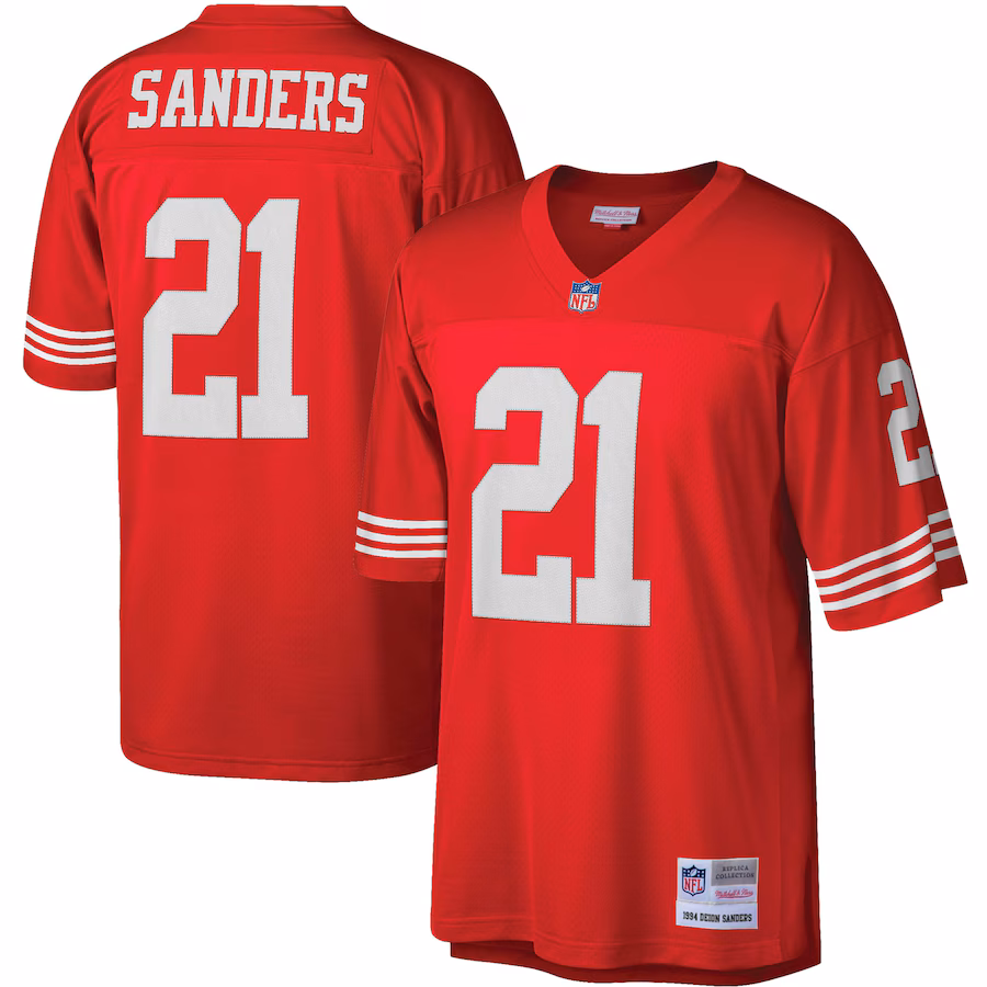Men's San Francisco 49ers Deion Sanders Mitchell & Ness Scarlet Legacy Replica Jersey - Puhuasuan