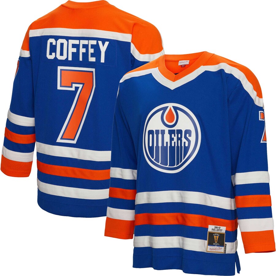 Men's Edmonton Oilers Paul Coffey Mitchell & Ness Royal 1986/87  Blue Line Player Jersey - Puhuasuan