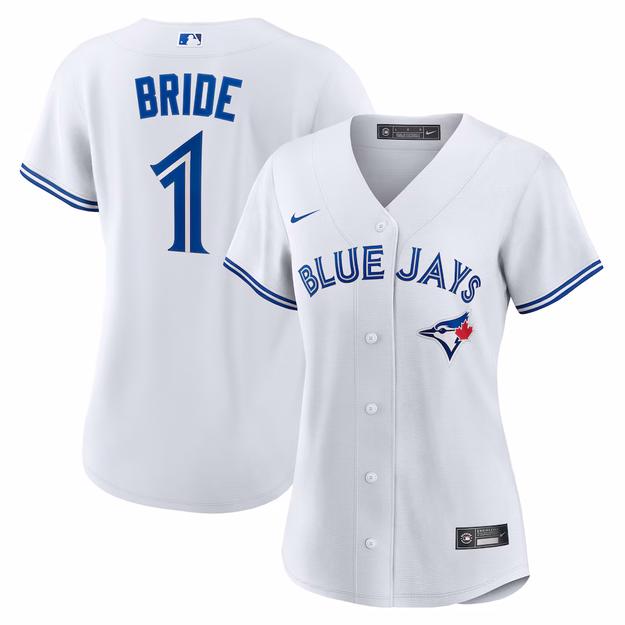 Women's Toronto Blue Jays Nike White #1 Bride Home Replica Jersey - Puhuasuan