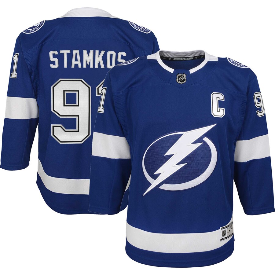 Youth Tampa Bay Lightning Steven Stamkos Blue Home Captain Premier Player Jersey - Puhuasuan