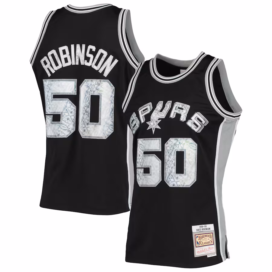 Men's San Antonio Spurs David Robinson Mitchell & Ness Black 1998/99 Hardwood Classics NBA 75th Anniversary Diamond Swingman Jersey - Puhuasuan
