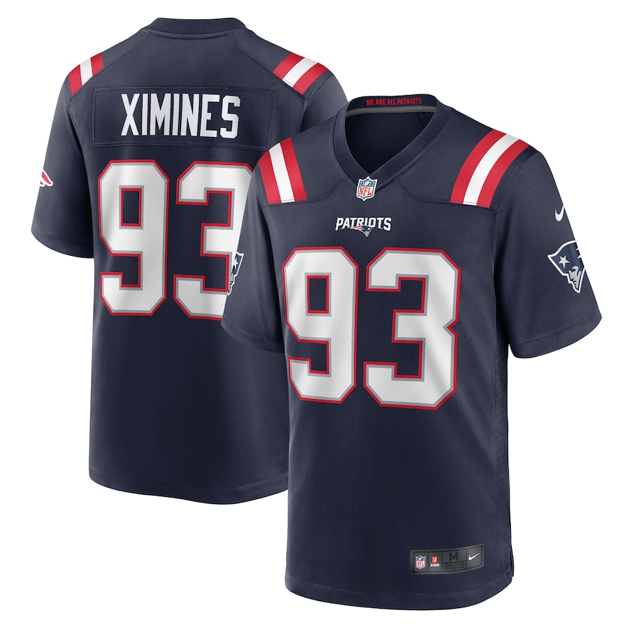 Men's New England Patriots Oshane Ximines Nike Navy Game Jersey - Puhuasuan