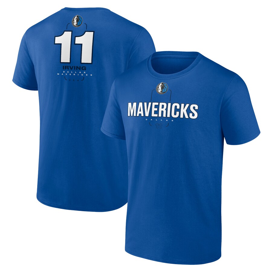 Men's Dallas Mavericks Kyrie Irving Blue Behind The Back Name & Number T-Shirt - Puhuasuan