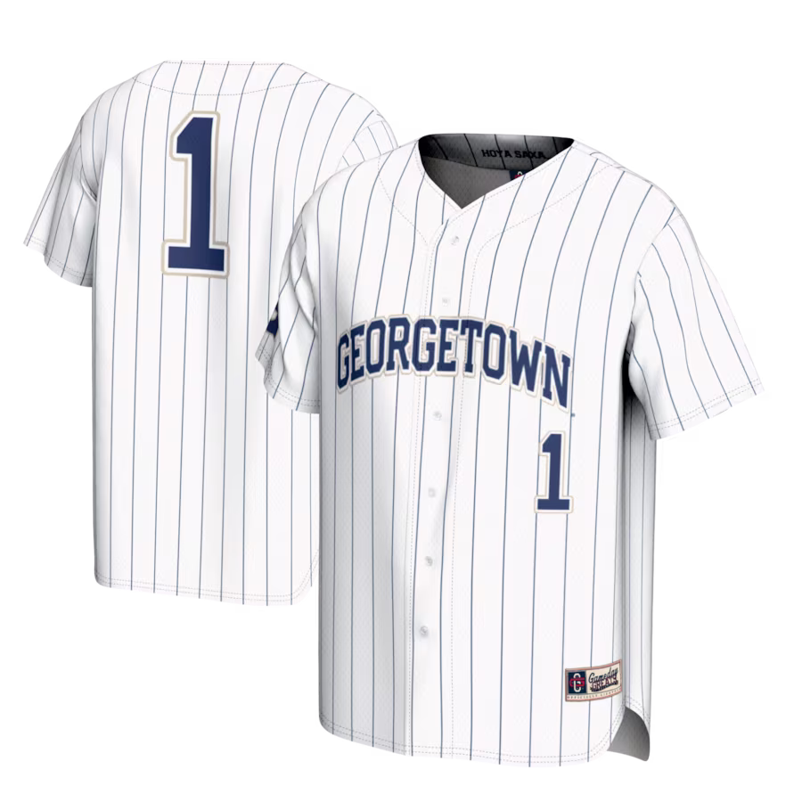 #1 Georgetown Hoyas GameDay Greats Lightweight Baseball Fashion Jersey - White - Puhuasuan