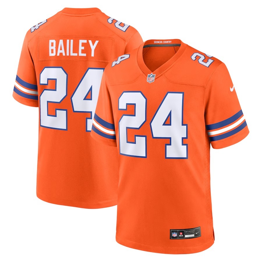Men's Denver Broncos Champ Bailey Nike Orange Mile High Collection 1977 Throwback Retired Player Game Jersey - Puhuasuan