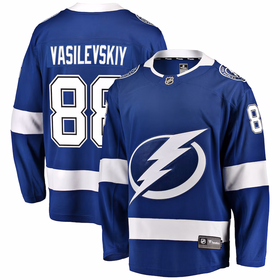 Men's Tampa Bay Lightning Andrei Vasilevskiy Fanatics Blue Home Breakaway Player Jersey - Puhuasuan
