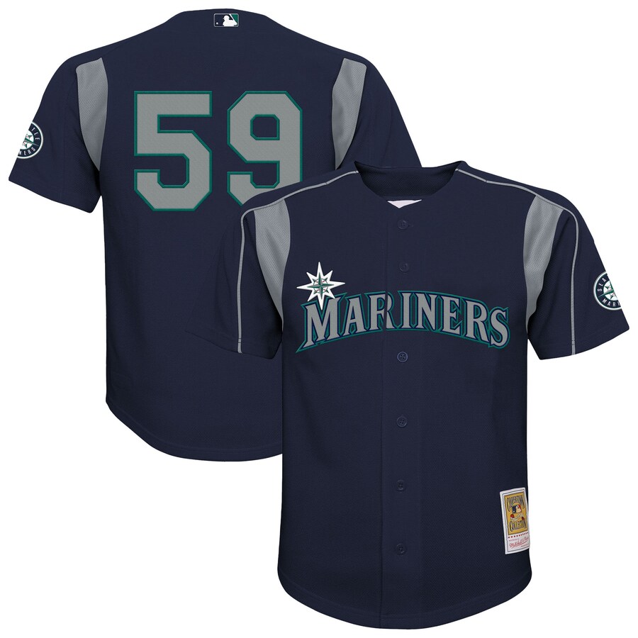 Youth Seattle Mariners Felix Hernandez Mitchell & Ness Navy Mesh Batting Practice Jersey - Puhuasuan