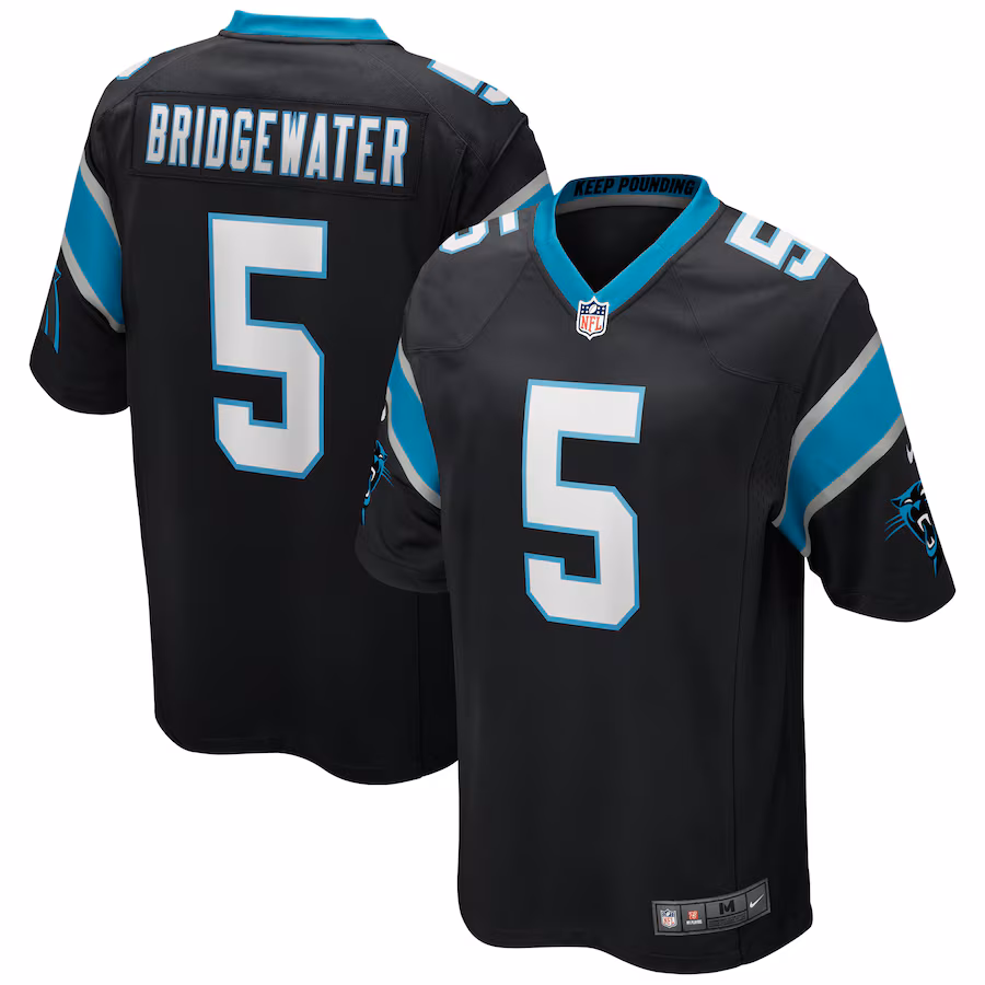 Men's Carolina Panthers Teddy Bridgewater Nike Black Game Player Jersey - Puhuasuan