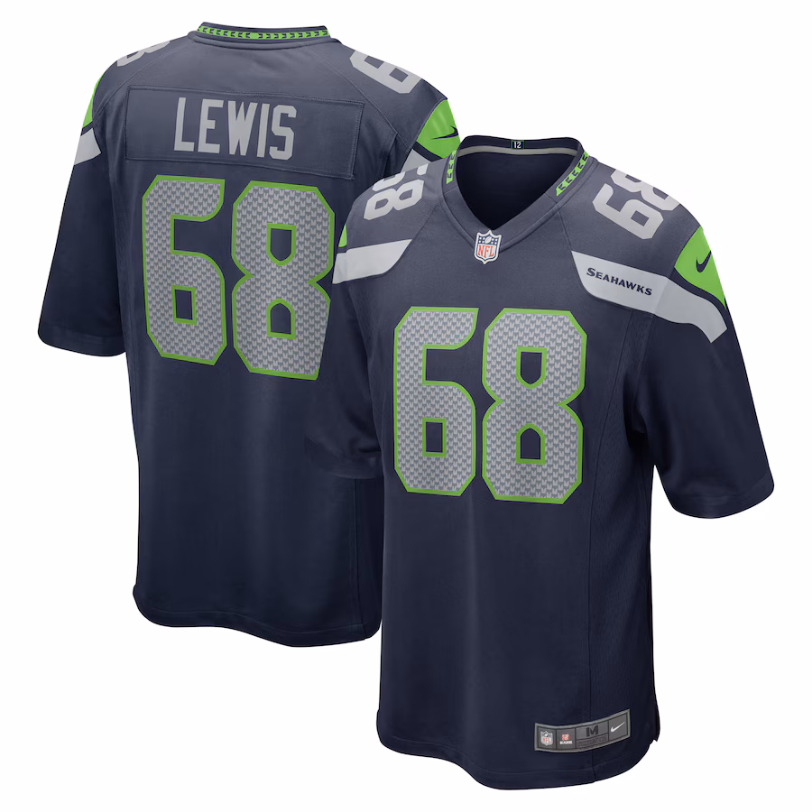 Men's Seattle Seahawks Damien Lewis Nike College Navy Game Jersey - Puhuasuan