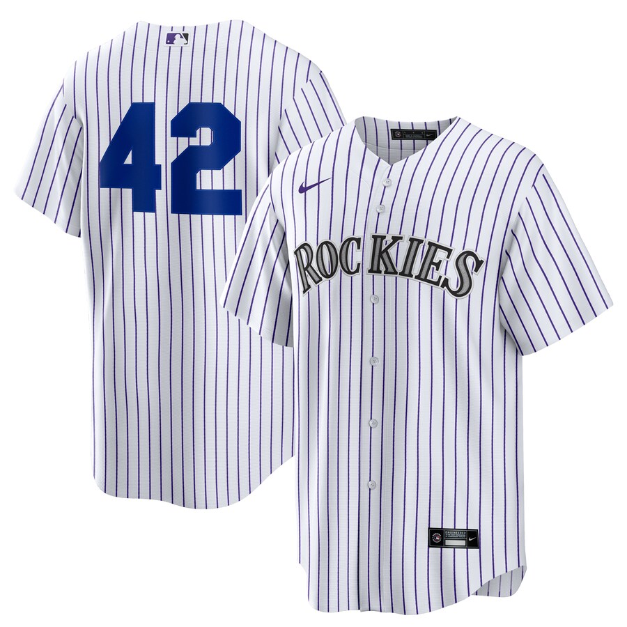 Men's Colorado Rockies Nike White Home 2025 Jackie Robinson Day Replica Jersey - Puhuasuan