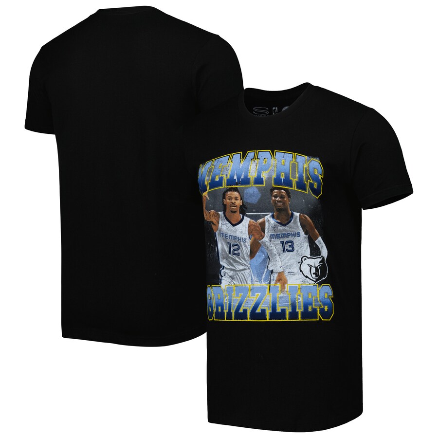 Unisex Memphis Grizzlies Ja Morant & Jaren Jackson Jr. Stadium Essentials Black Player Duo T-Shirt - Puhuasuan