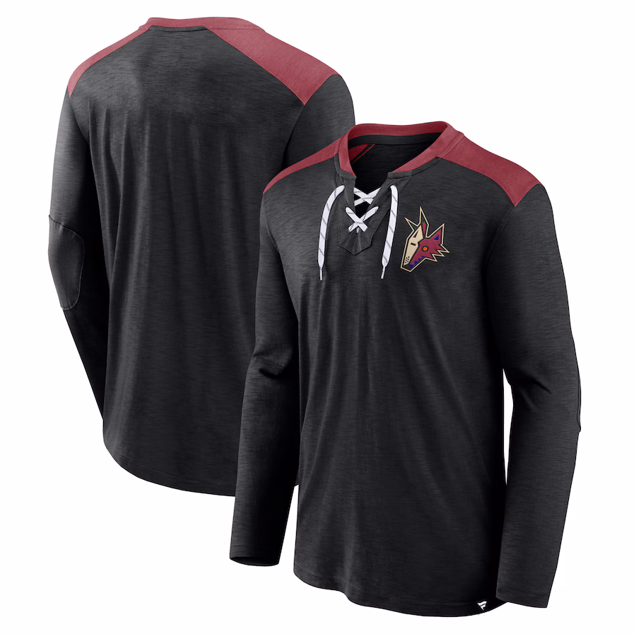 Men's Arizona Coyotes Fanatics Black Special Edition 2.0 Long Sleeve Lace-Up T-Shirt - Puhuasuan