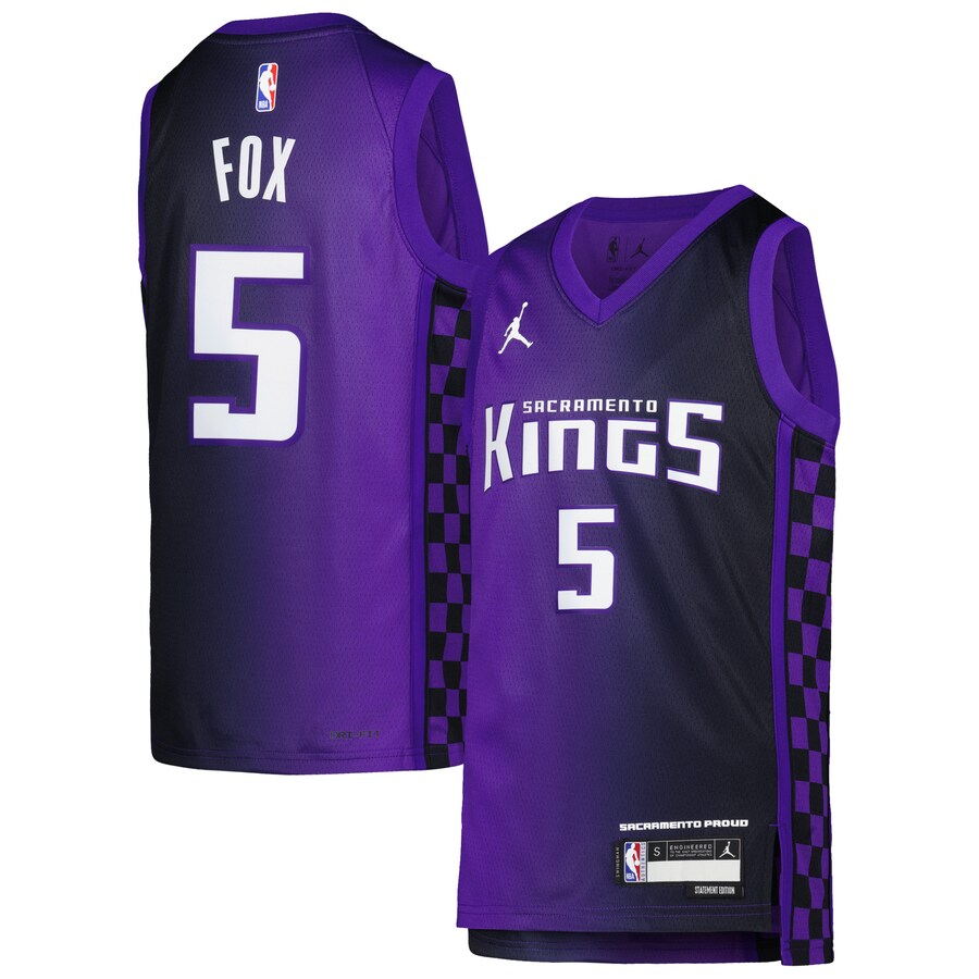 Youth Sacramento Kings De'Aaron Fox Jordan Brand Purple Swingman Jersey - Statement Edition - Puhuasuan