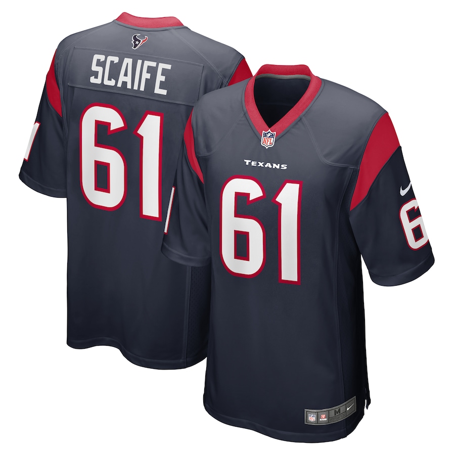 Men's Houston Texans DJ Scaife Jr Nike Navy Team Game Jersey - Puhuasuan