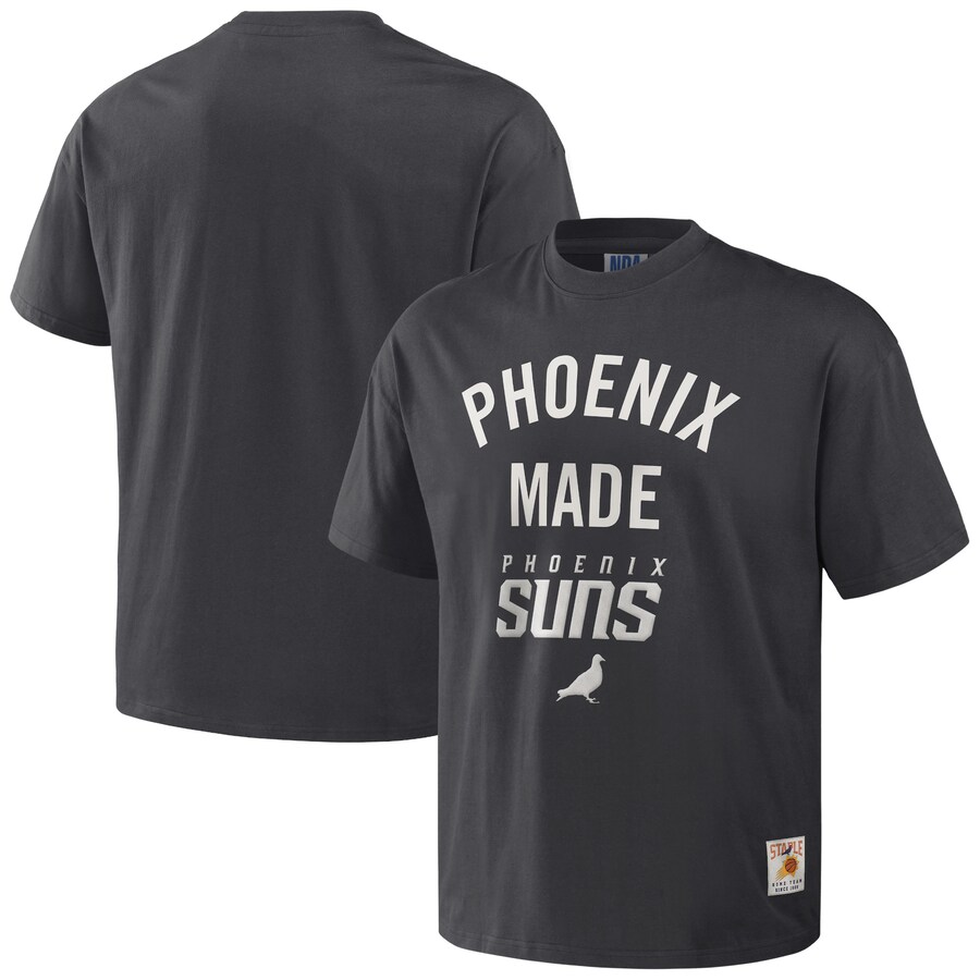 Men's Phoenix Suns NBA x Staple Anthracite Heavyweight Oversized T-Shirt - Puhuasuan