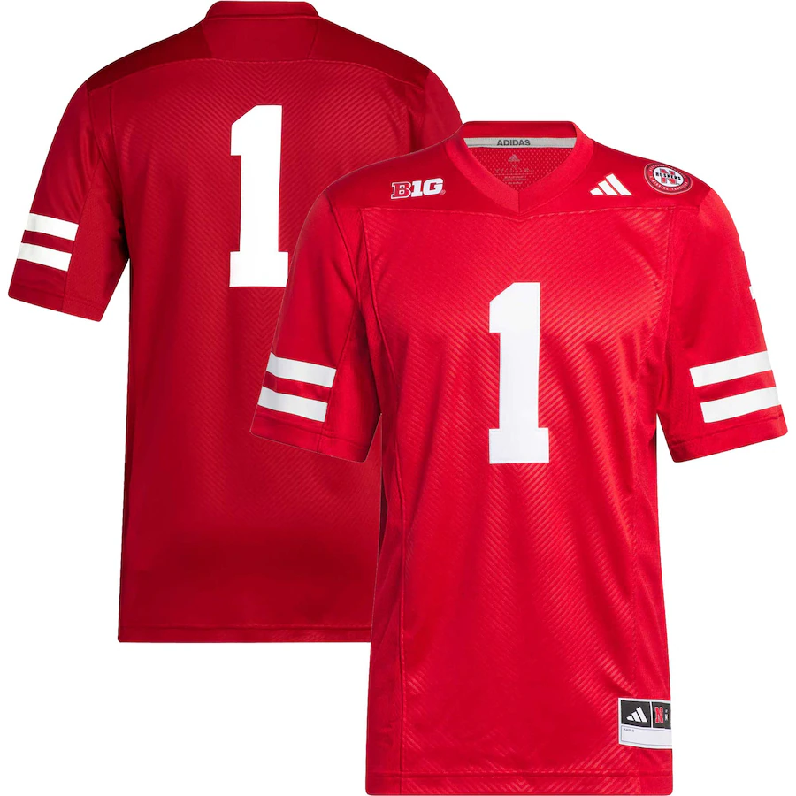 Men's adidas #1 Scarlet Nebraska Huskers Premier Football Jersey - Puhuasuan