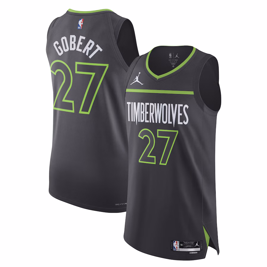 Men's Minnesota Timberwolves Rudy Gobert Jordan Brand Anthracite Authentic Player Jersey - Statement Edition - Puhuasuan