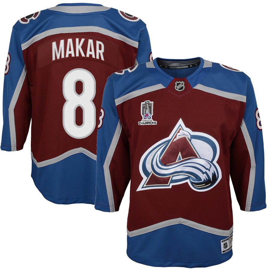 Youth Colorado Avalanche Cale Makar Burgundy Home 2022 Stanley Cup Champions Premier Player Jersey - Puhuasuan