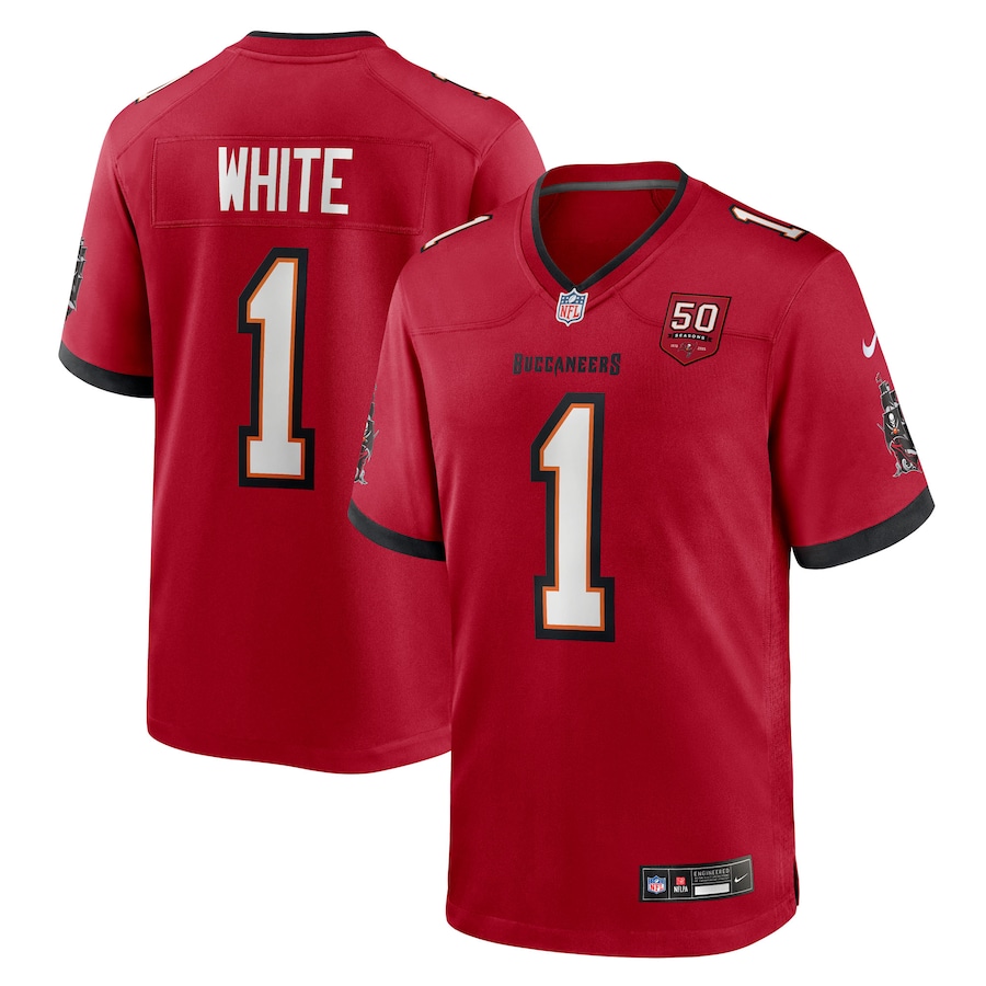 Men's Tampa Bay Buccaneers Rachaad White Nike Red 50th Anniversary Game Jersey - Puhuasuan