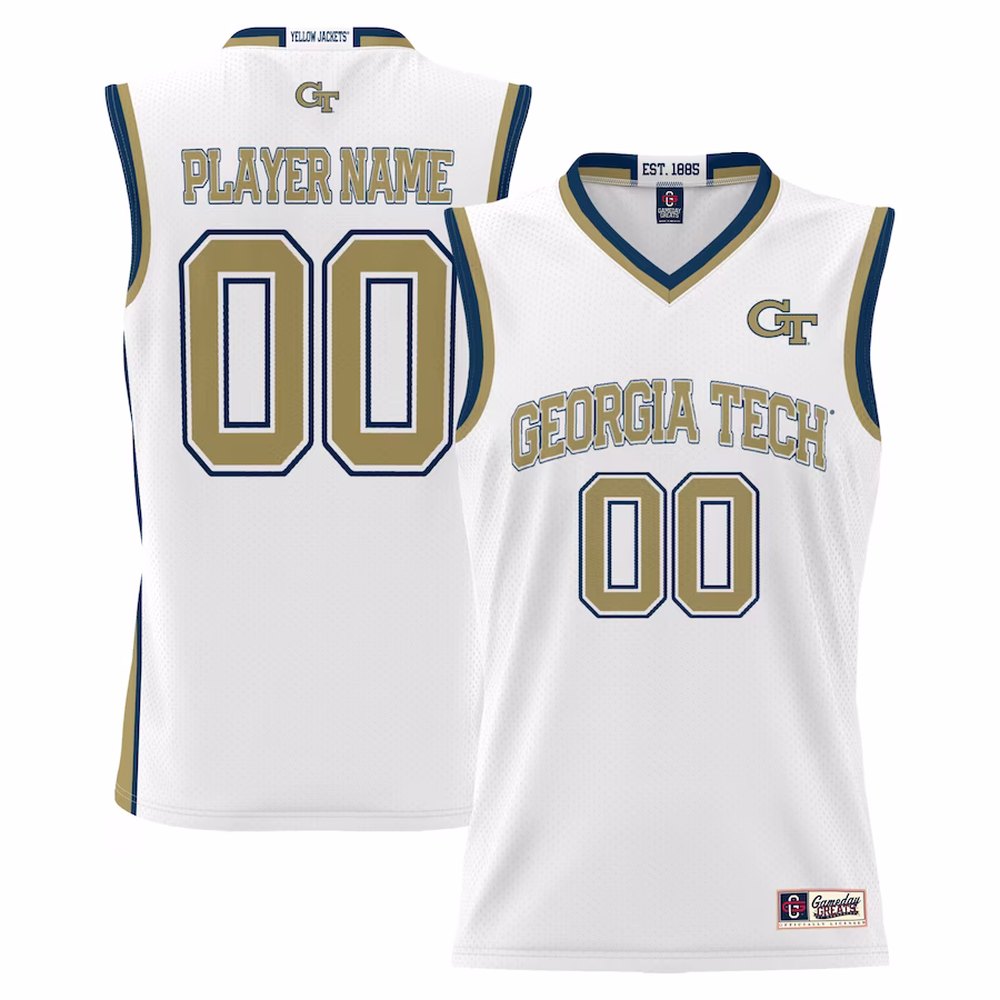 Georgia Tech Yellow Jackets GameDay Greats Youth NIL Pick-A-Player Lightweight Basketball Jersey - White - Puhuasuan