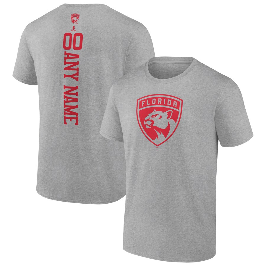 Men's Florida Panthers Heather Gray Personalized Name & Number T-Shirt - Puhuasuan