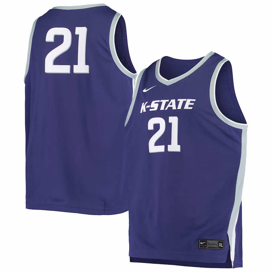 Men's Nike #21 Purple Kansas State Wildcats Replica Basketball Jersey - Puhuasuan