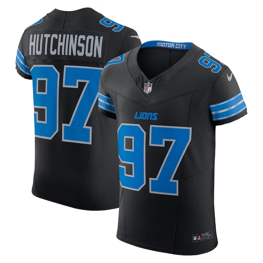 Men's Detroit Lions Aidan Hutchinson Nike Black Alternate Vapor F.U.S.E. Elite Jersey - Puhuasuan