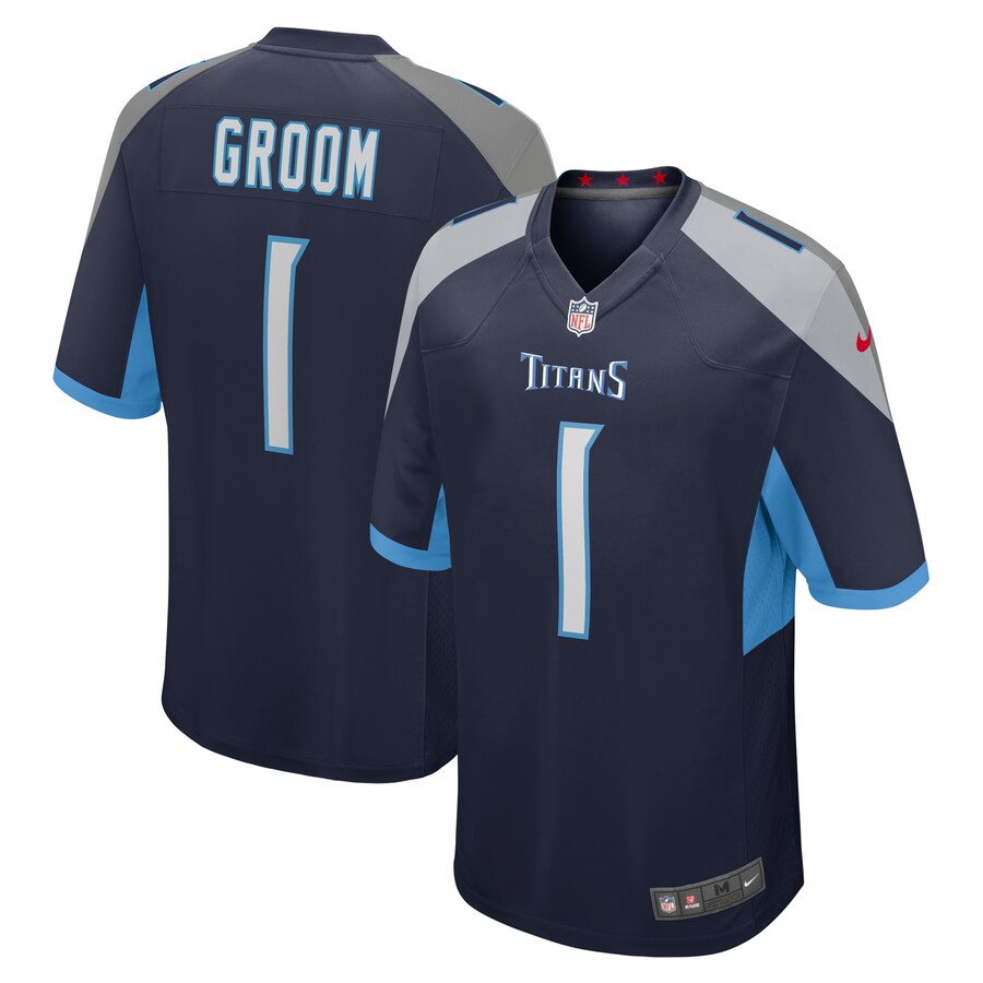 Men's Tennessee Titans Number 1 Groom Nike Navy Game Jersey - Puhuasuan