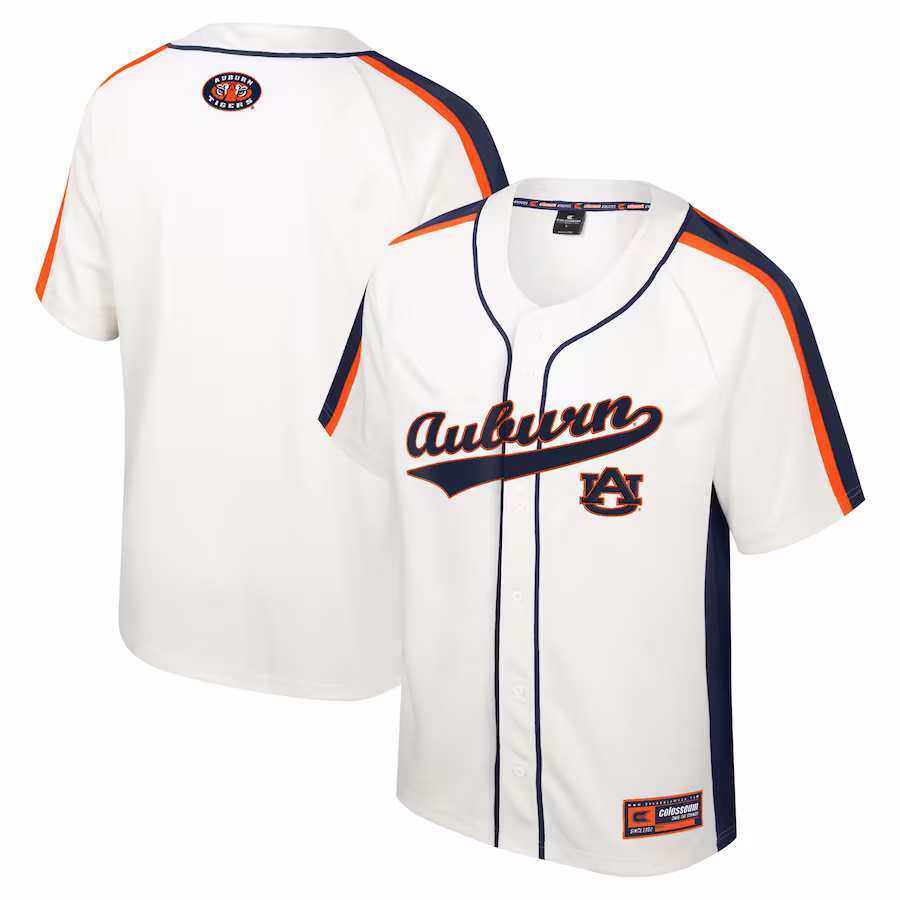 Auburn Tigers Colosseum Ruth Button-Up Baseball Jersey - Cream - Puhuasuan