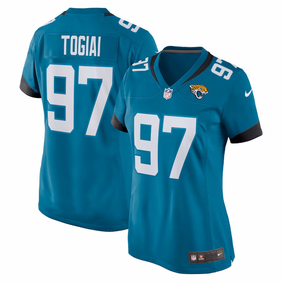 Women's Jacksonville Jaguars Tommy Togiai Nike  Teal Team Game Jersey - Puhuasuan
