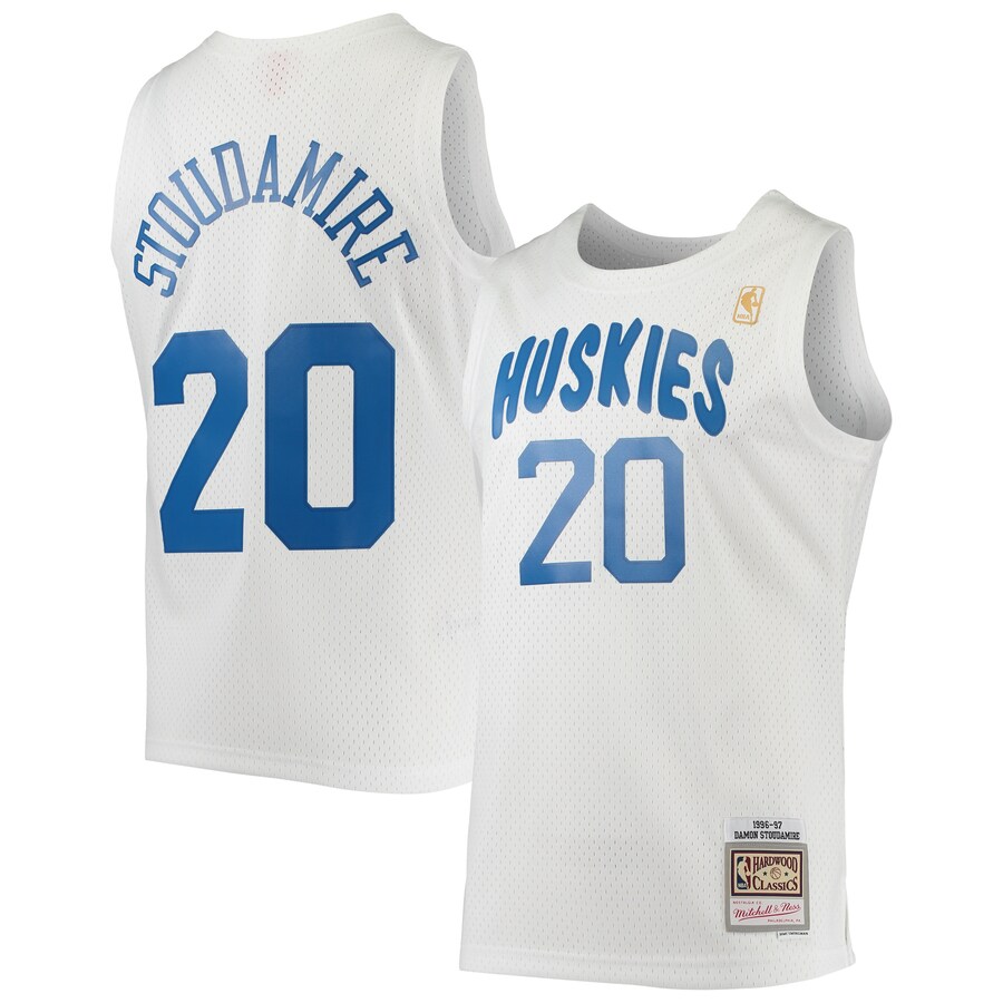 Men's Toronto Raptors Damon Stoudamire Mitchell & Ness White 1996/97 Hardwood Classics Swingman Jersey - Puhuasuan