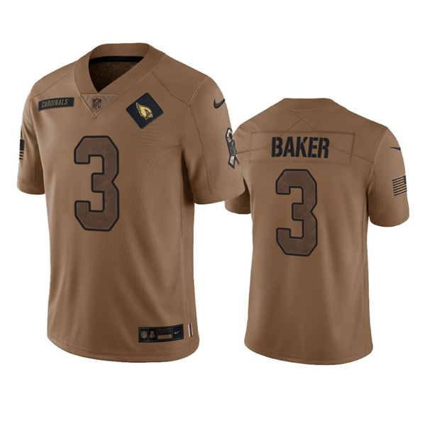 Men's Arizona Cardinals #3 Budda Baker 2023 Brown Salute To Service Limited Football Stitched Jersey - Puhuasuan