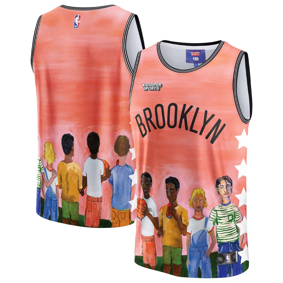 Unisex Brooklyn Nets NBA & KidSuper Studios by Fanatics Coral Hometown Jersey - Puhuasuan