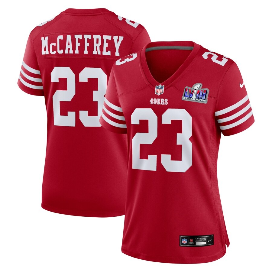 Women's San Francisco 49ers Christian McCaffrey Nike Scarlet Super Bowl LVIII Game Jersey - Puhuasuan