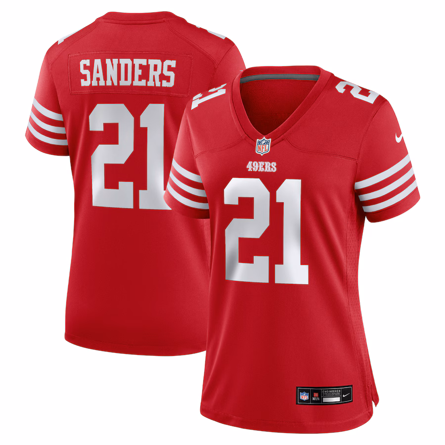Women's San Francisco 49ers Deion Sanders Nike Scarlet Retired Player Game Jersey - Puhuasuan