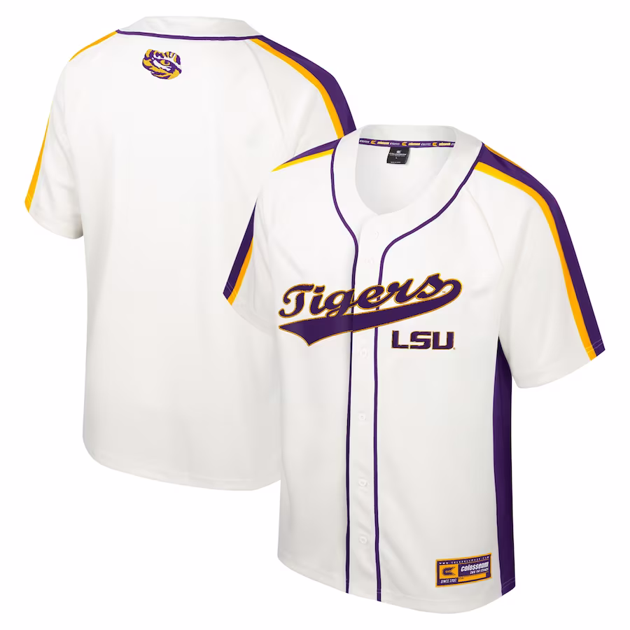 LSU Tigers Colosseum Ruth Button-Up Baseball Jersey - Cream - Puhuasuan