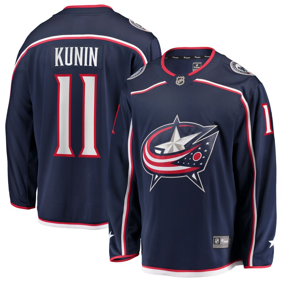 Men's Columbus Blue Jackets Luke Kunin Fanatics Navy Home Breakaway Jersey - Puhuasuan