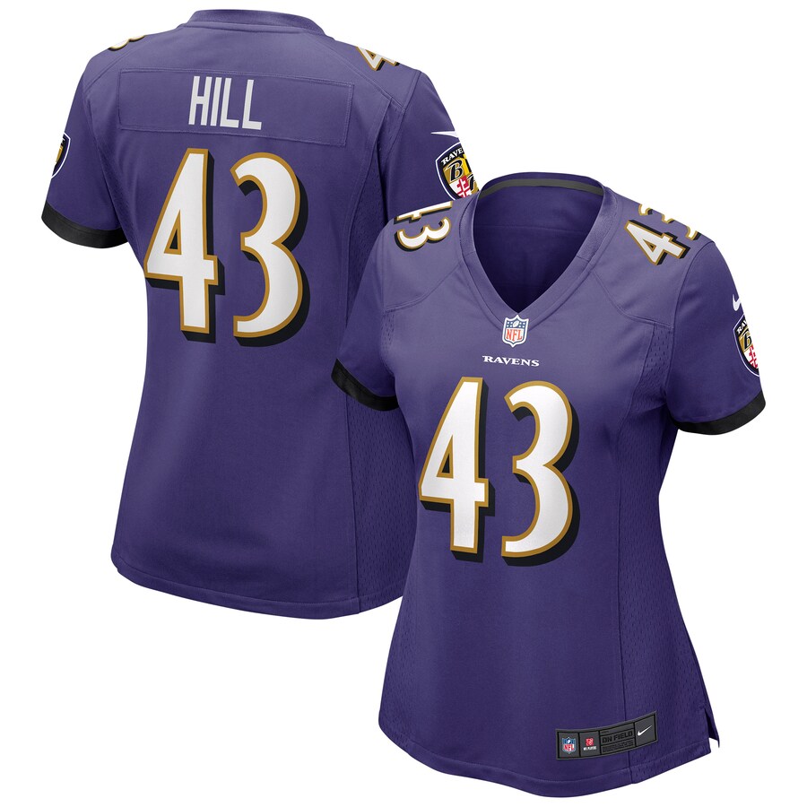 Women's Baltimore Ravens Justice Hill Nike Purple Game Jersey - Puhuasuan