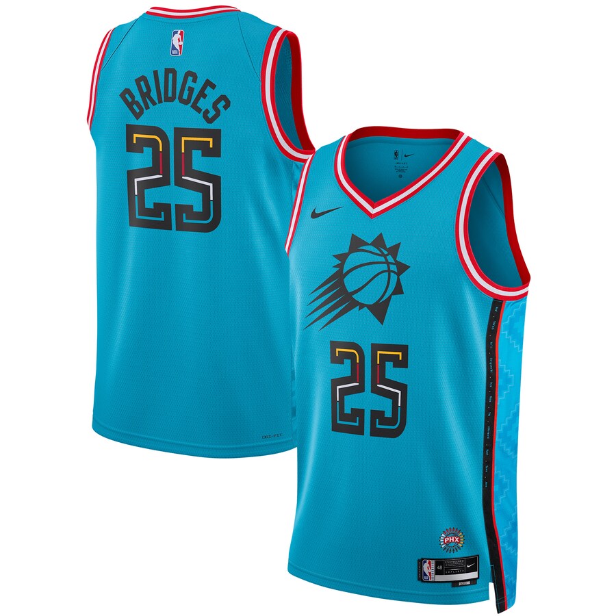 Unisex Phoenix Suns Mikal Bridges Nike Turquoise 2022/23 Swingman Jersey - City Edition - Puhuasuan